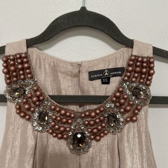 Alexia Admor Jewel Neck Hammered Satin Trapeze Dress Size XS - Picture 6 of 9